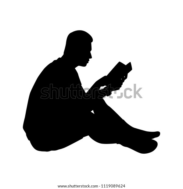 Man Reading Book Silhouette Vector Education Stock Vector (Royalty Free ...