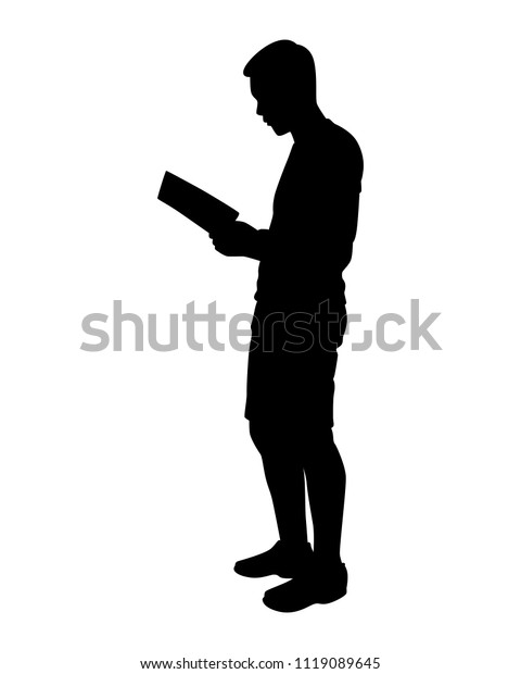 Man Reading Book Silhouette Vector Education Stock Vector (Royalty Free ...