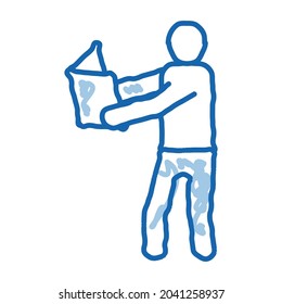 man reading book sketch icon vector. Hand drawn blue doodle line art man reading book sign. isolated symbol illustration