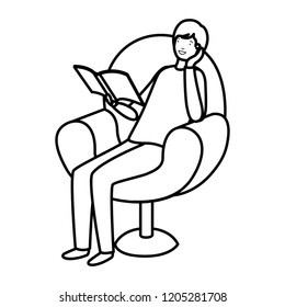 man reading book in the sofa avatar character