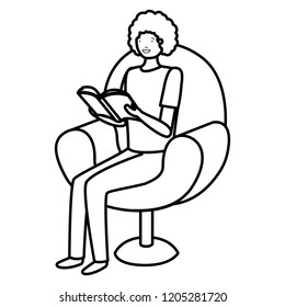 man reading book in the sofa avatar character