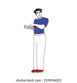 hombre leyendo libro. Concepto de educación de vectores