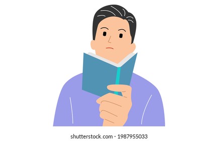 Man reading a book. Vector flat illustration