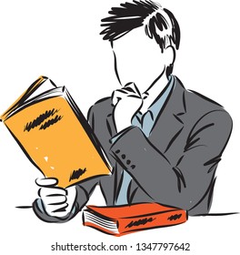 MAN READING A BOOK VECTOR ILLUSTRATION