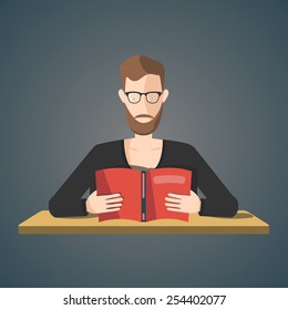 man reading a book. vector illustration