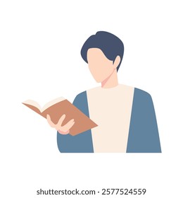 man reading a book vector illustration 