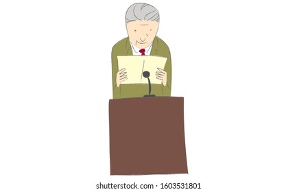 A man reading a ceremony on the stage
