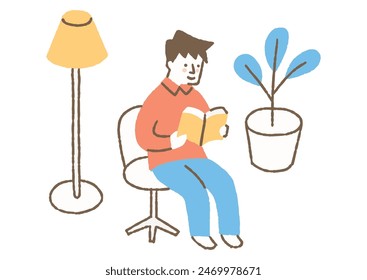 Man reading in his room_Color
