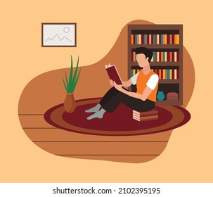 A man is reading interesting book.  Free time.