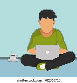 Man reading in laptop design