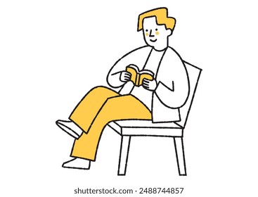 Man reading with legs crossed