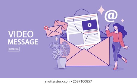 Man reading letter. Email marketing. Newsletter. Business strategy. Advertising media, target consumers, invite people, notifications, offers. Landing page website illustration vector flat design.