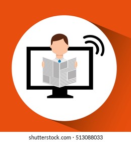 man reading news breaking vector illustration eps 10