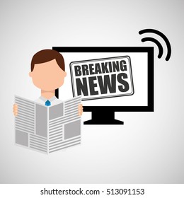 man reading news breaking vector illustration eps 10
