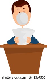 Man reading news, illustration, vector on white background