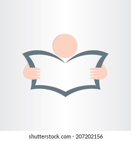 man reading newspaper book or map icon design business work education background 