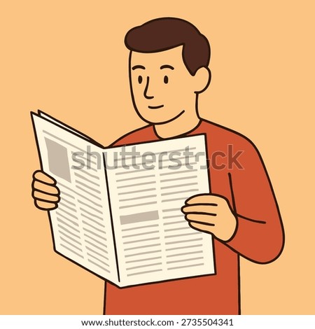 Man Reading Newspaper Flat Vector