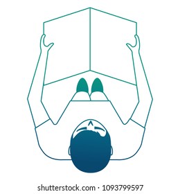 man reading newspaper in hands top view
