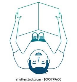 man reading newspaper in hands top view