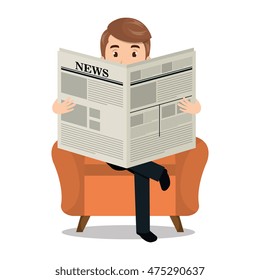 Man Reading Newspaper Icon Vector Illustration Design