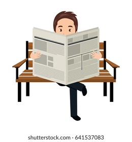 man reading newspaper in the park chair