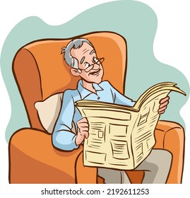 man reading newspaper vector illustration