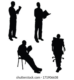 Man Reading The Newspaper Vector Silhouette