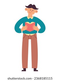 man reading notebook vector isolated