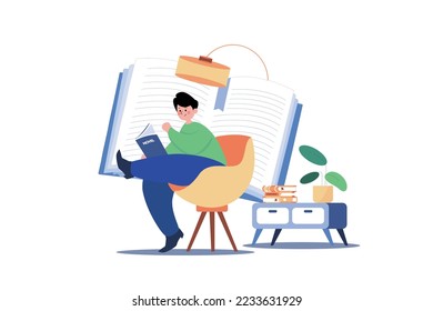 Hombre leyendo una novela en tiempo de ocio