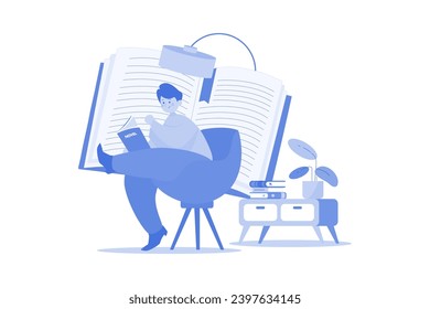 Hombre leyendo una novela en tiempo de ocio