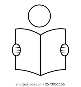 Man reading an open book simple reader icon