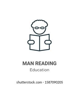 Man reading outline vector icon. Thin line black man reading icon, flat vector simple element illustration from editable education concept isolated on white background