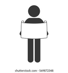man reading print paper figure pictogram vector illustration eps 10