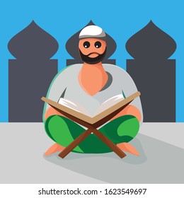 A man reading the quran in the mosque