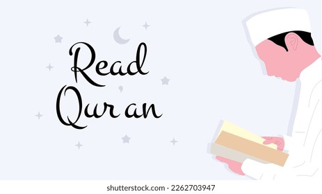 Man reading quran for ramadan concept.