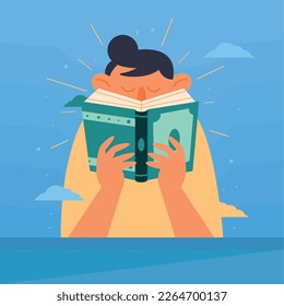 man reading text book character