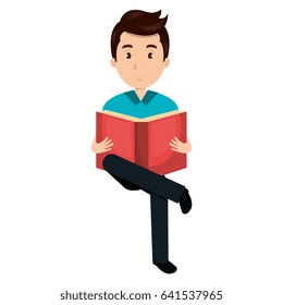 man reading textbook character