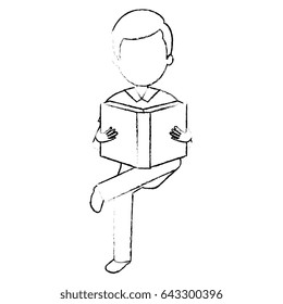 man reading textbook character