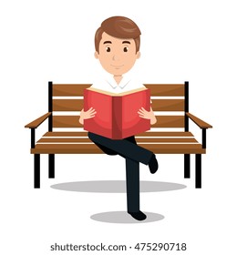 Man Reading Textbook Icon Vector Illustration Stock Vector (Royalty ...