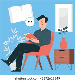 man reading vector design illustration