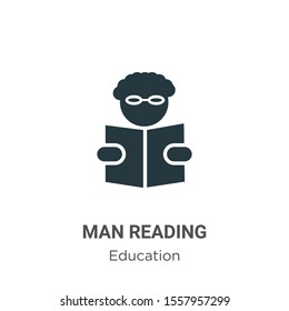 Man reading vector icon on white background. Flat vector man reading icon symbol sign from modern education collection for mobile concept and web apps design.