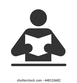 Man reads book icon isolated on a white background. Vector illustration.