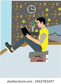 A man reads a book illustration vector design