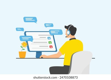 Un hombre lee el Comentarios de Cliente