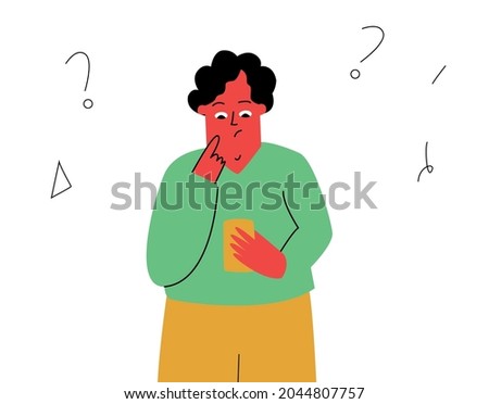 A man reads a message on his phone. A man with a puzzled, questioning expression on his face. A man with a phone.