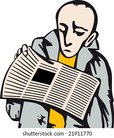 man reads newspaper