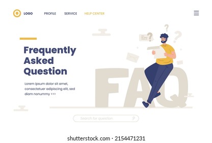 A Man Reads The Questions For FAQ Website Page