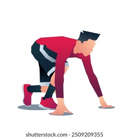Hombre listo para correr. ilustración de concepto de hombre corriendo