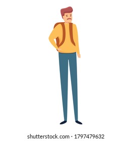 Man ready for traveling icon. Cartoon of man ready for traveling vector icon for web design isolated on white background