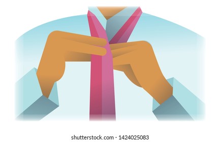 Man ready to work, in a suite began a career, to tie a tie